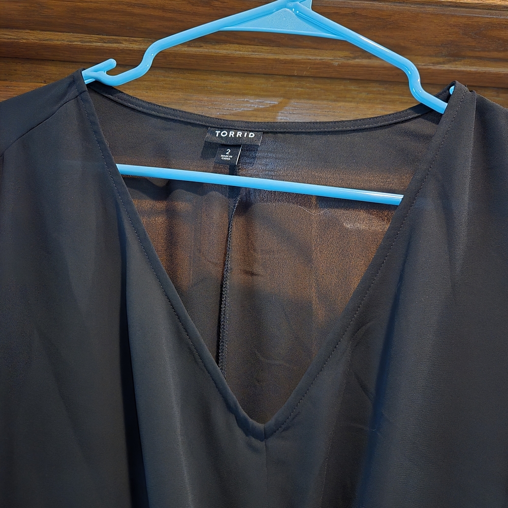 Torrid Black V-Neck Blouse - Picture 5 of 16